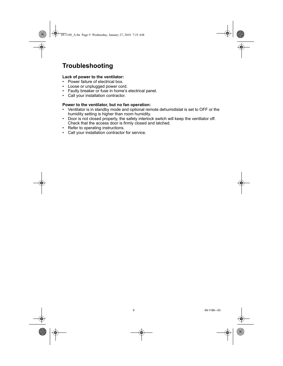 Troubleshooting | Honeywell PERFECT WINDOW ER200 User Manual | Page 9 / 12