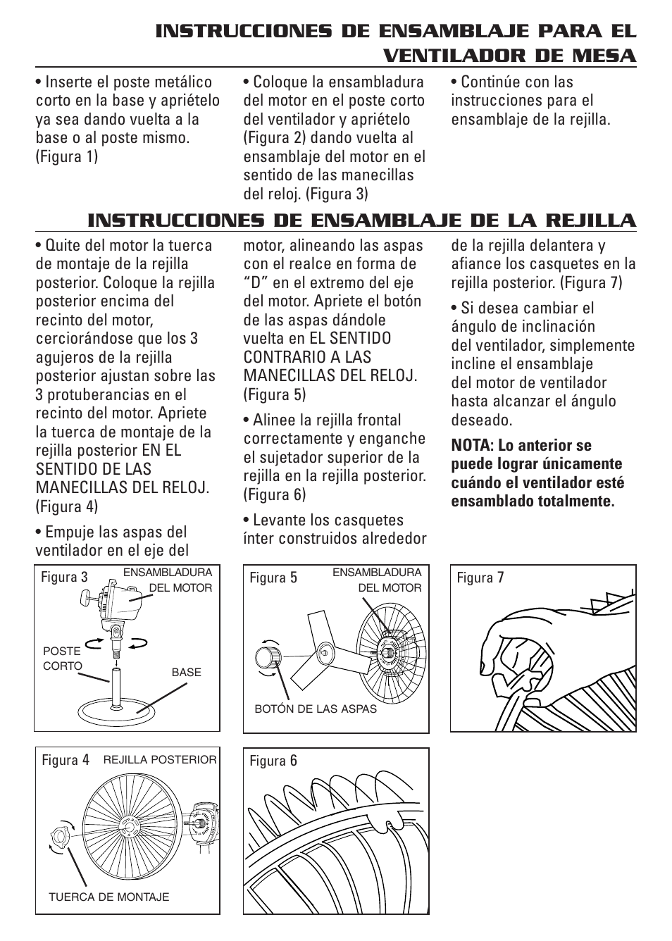 Instrucciones de ensamblaje de la rejilla | Honeywell HS-120C Series User Manual | Page 18 / 21