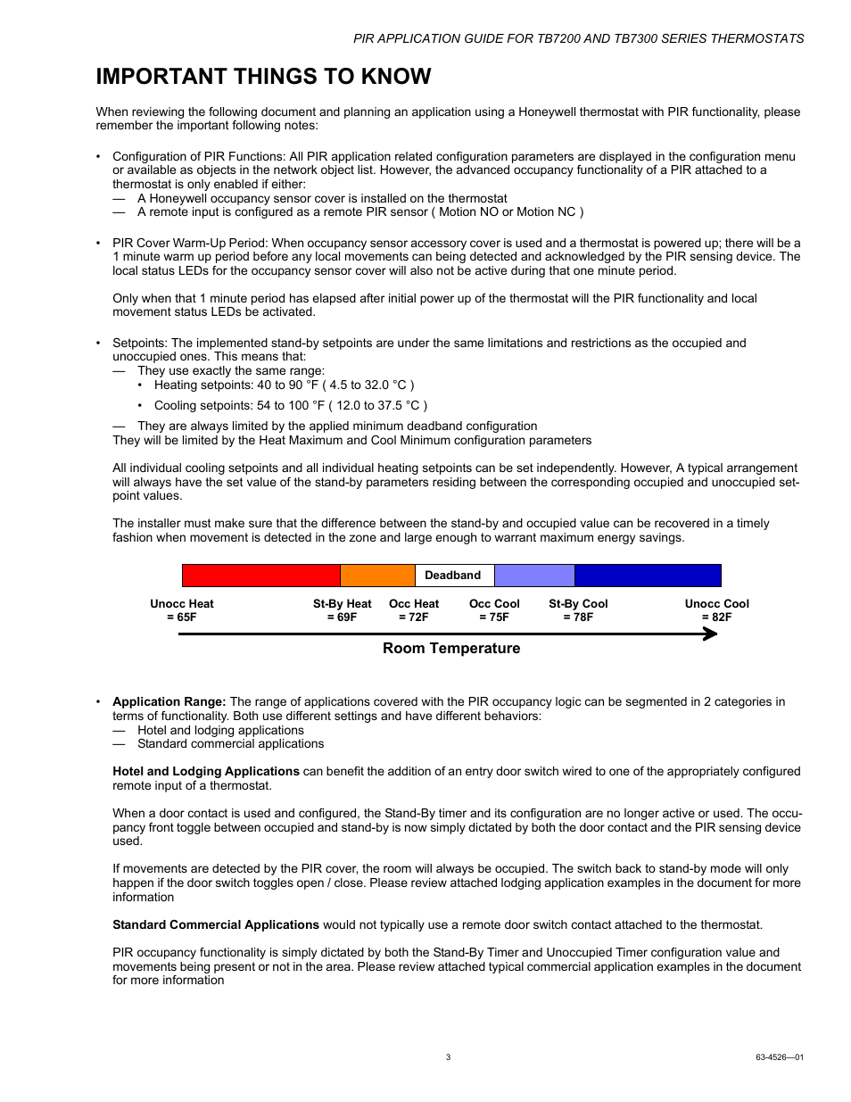 Important things to know | Honeywell PIR Application Guide for TB7200 and TB7300 Series s 63-4526-01 User Manual | Page 3 / 36