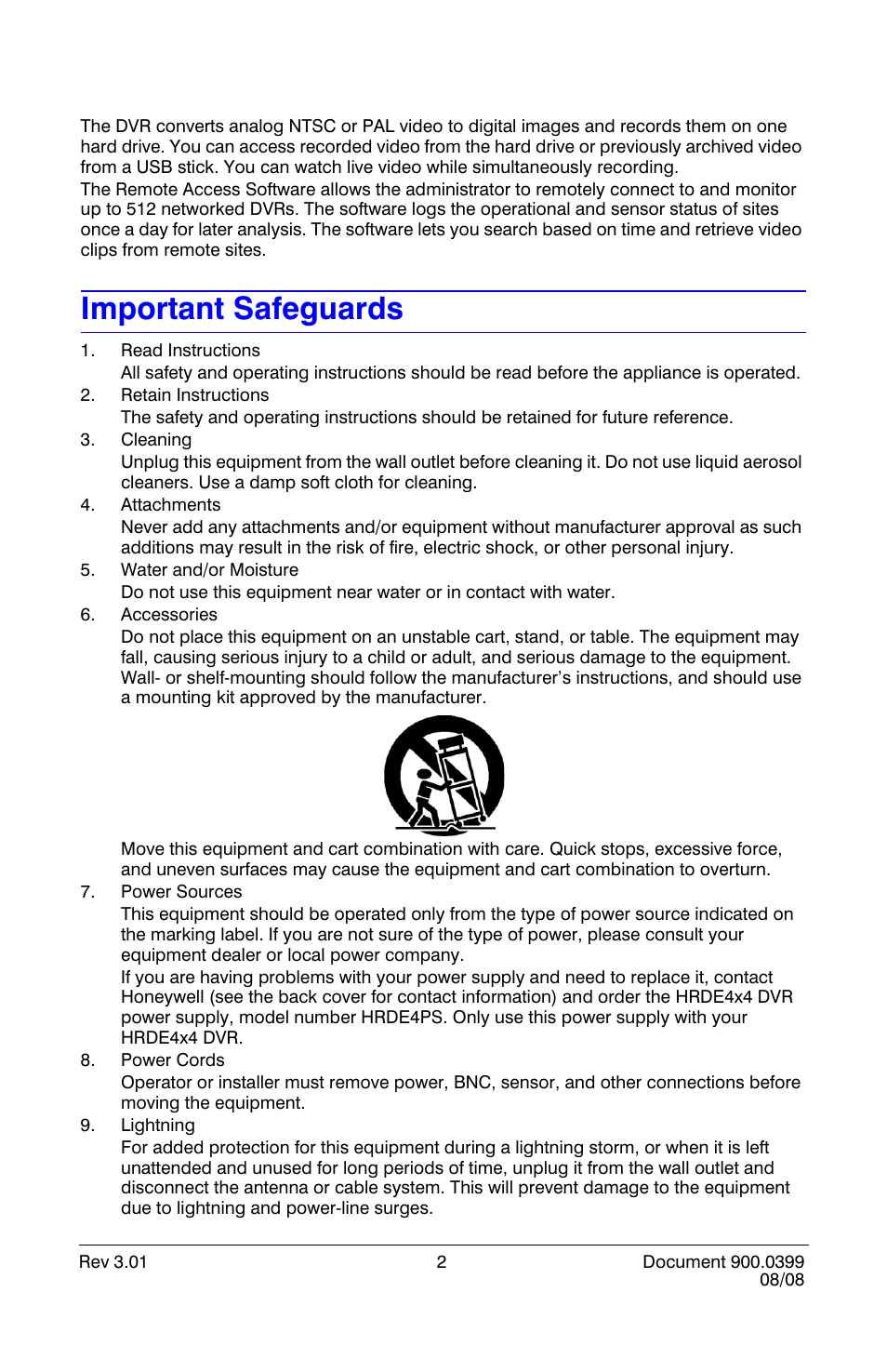Important safeguards | Honeywell HRDE4X4 User Manual | Page 12 / 80