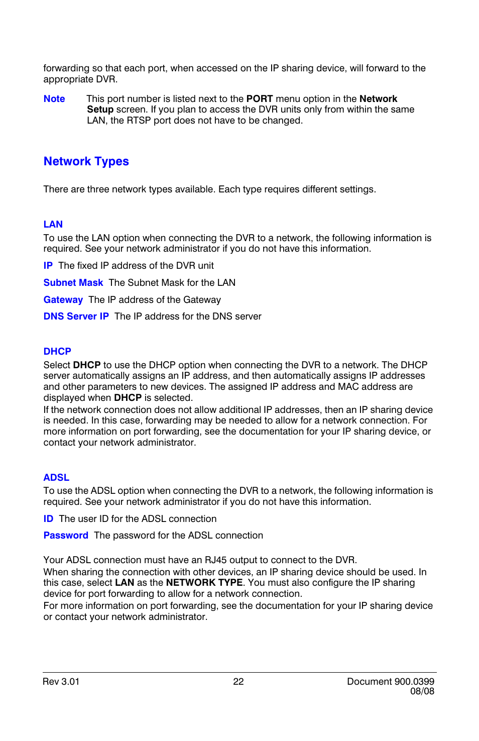 Network types, Network, Types | Honeywell HRDE4X4 User Manual | Page 32 / 80