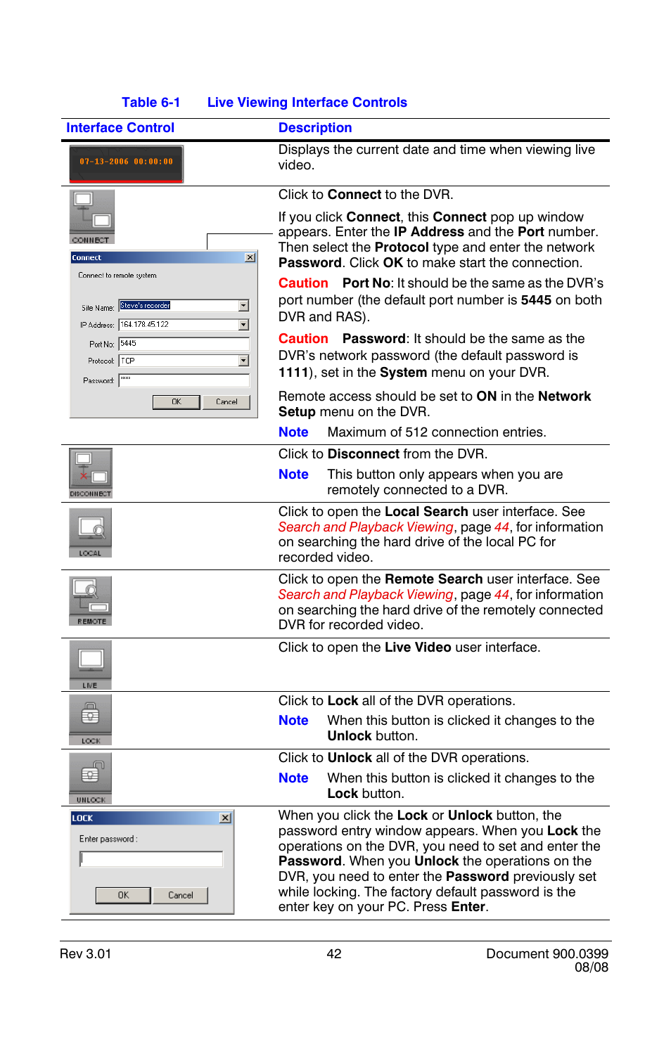 Live viewing interface controls | Honeywell HRDE4X4 User Manual | Page 52 / 80
