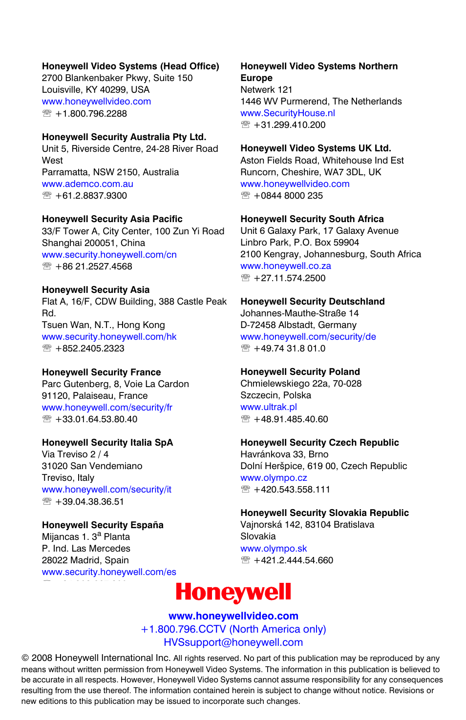 Honeywell HRDE4X4 User Manual | Page 80 / 80