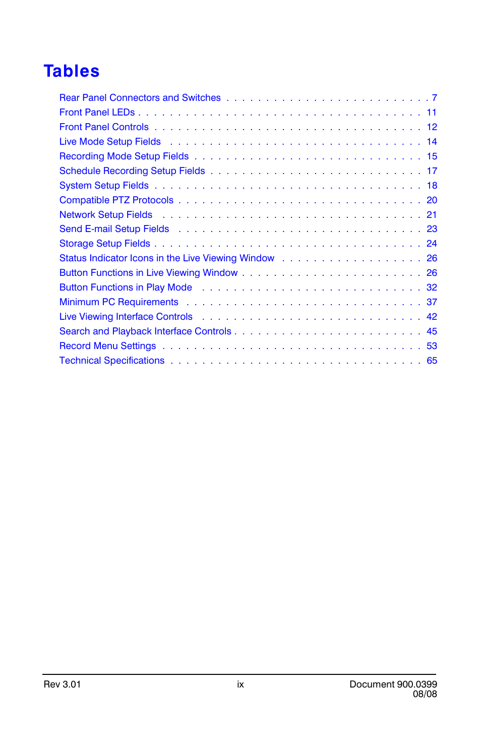 Tables | Honeywell HRDE4X4 User Manual | Page 9 / 80