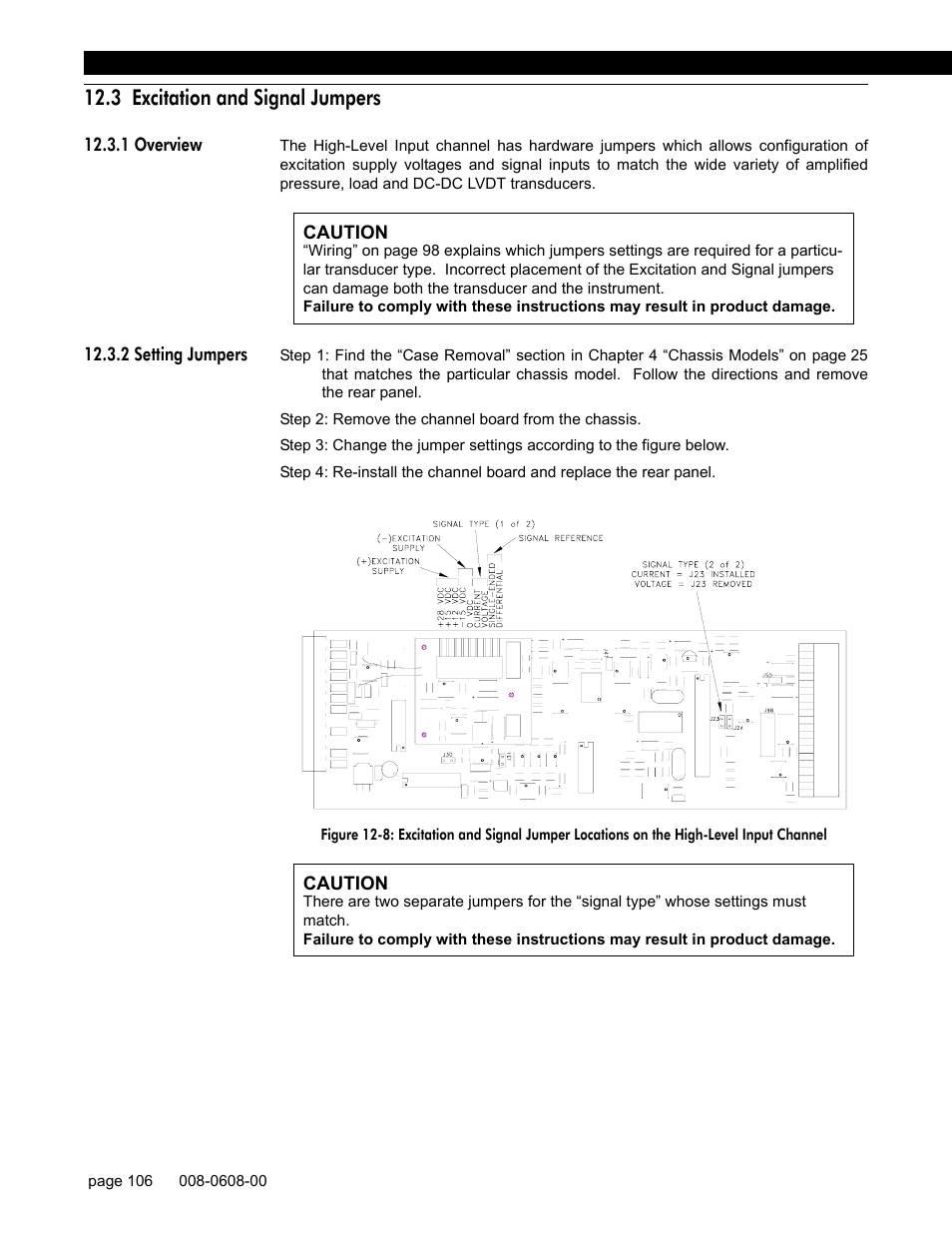 3 excitation and signal jumpers, 1 overview, 2 setting jumpers | Honeywell SC1000 User Manual | Page 106 / 174