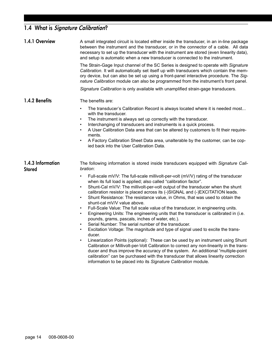 4 what is signature calibration, 1 overview, 2 benefits | 3 information stored, Signature calibration, 4 what is | Honeywell SC1000 User Manual | Page 14 / 174