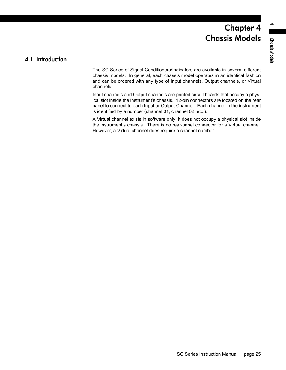 Chapter 4 chassis models, 1 introduction, Chapter 4, “chassis models”, explai | Honeywell SC1000 User Manual | Page 25 / 174