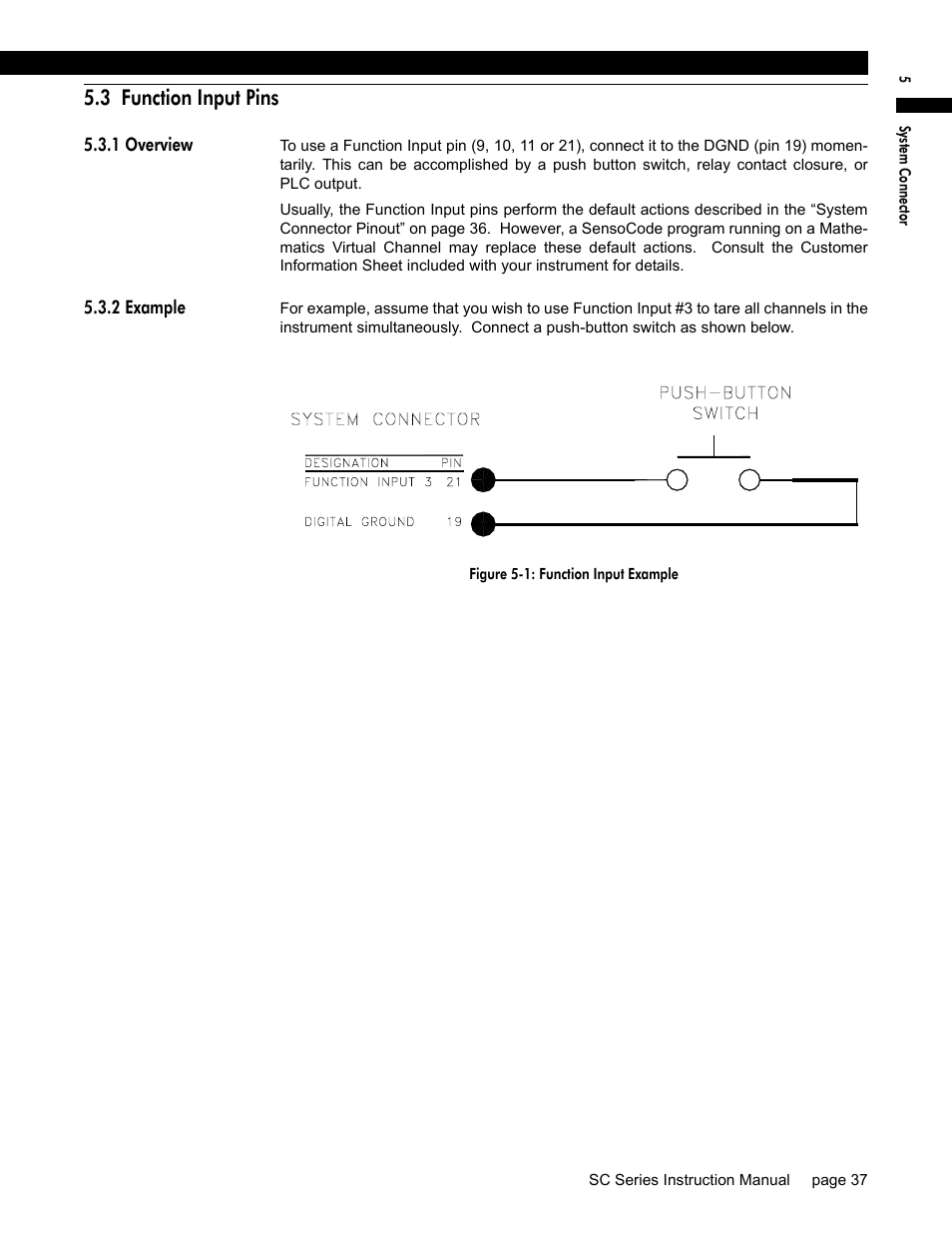 3 function input pins, 1 overview, 2 example | Honeywell SC1000 User Manual | Page 37 / 174