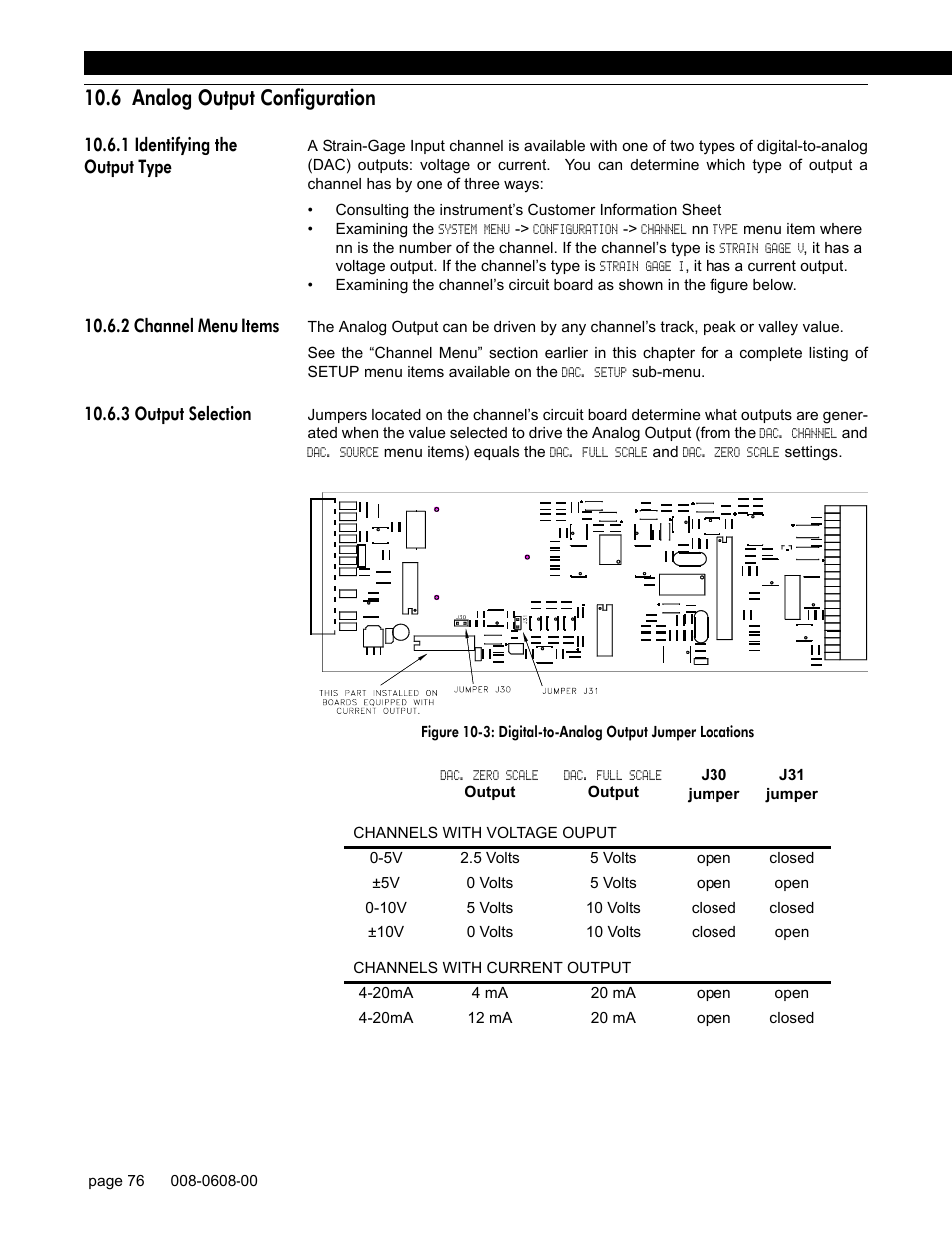 6 analog output configuration, 1 identifying the output type, 2 channel menu items | 3 output selection | Honeywell SC1000 User Manual | Page 76 / 174