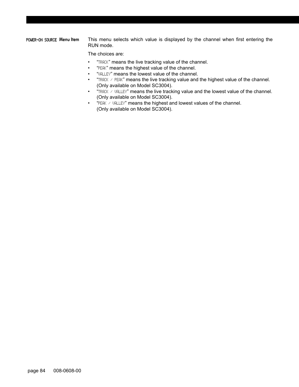 Power-on source menu item | Honeywell SC1000 User Manual | Page 84 / 174