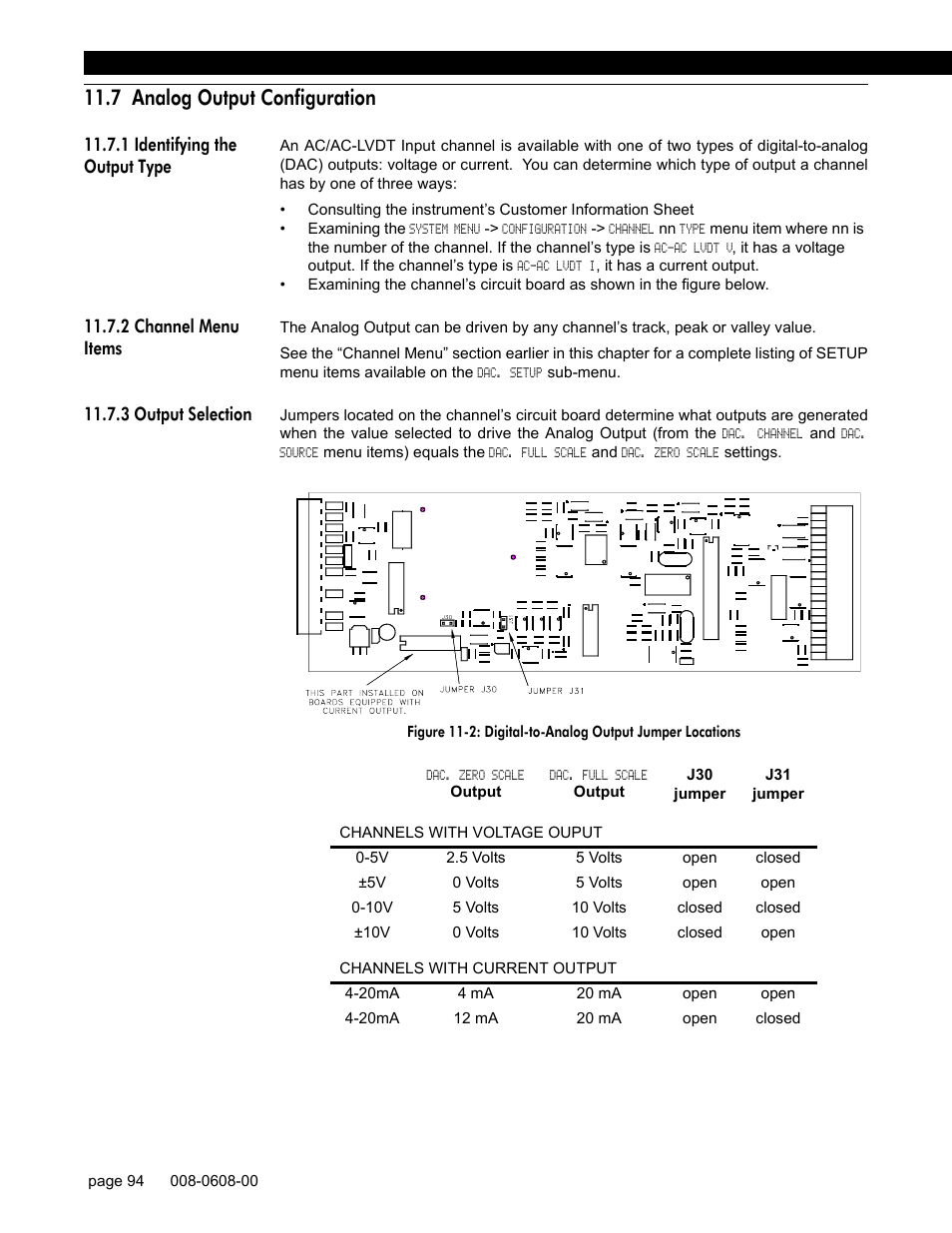 7 analog output configuration, 1 identifying the output type, 2 channel menu items | 3 output selection | Honeywell SC1000 User Manual | Page 94 / 174