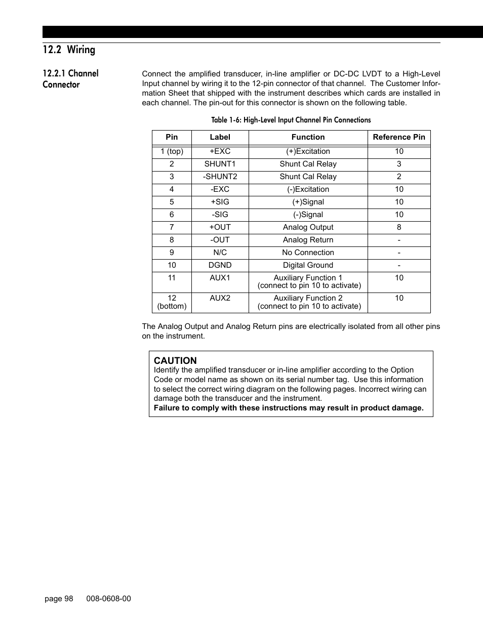 2 wiring, 1 channel connector | Honeywell SC1000 User Manual | Page 98 / 174