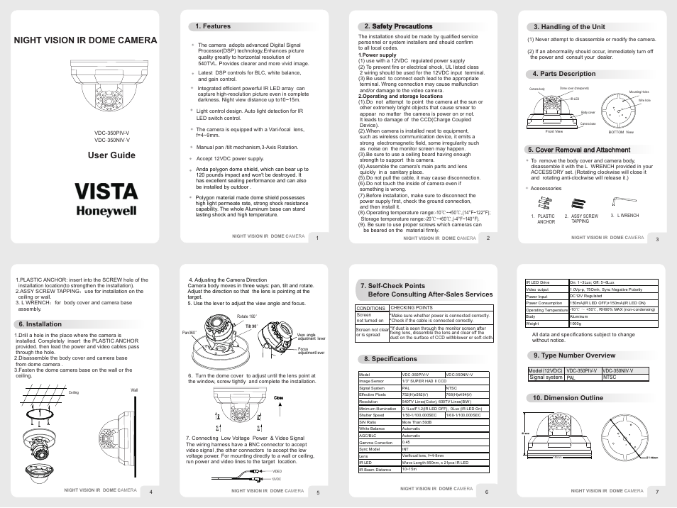 Honeywell VDC-350PIV-V User Manual | 1 page