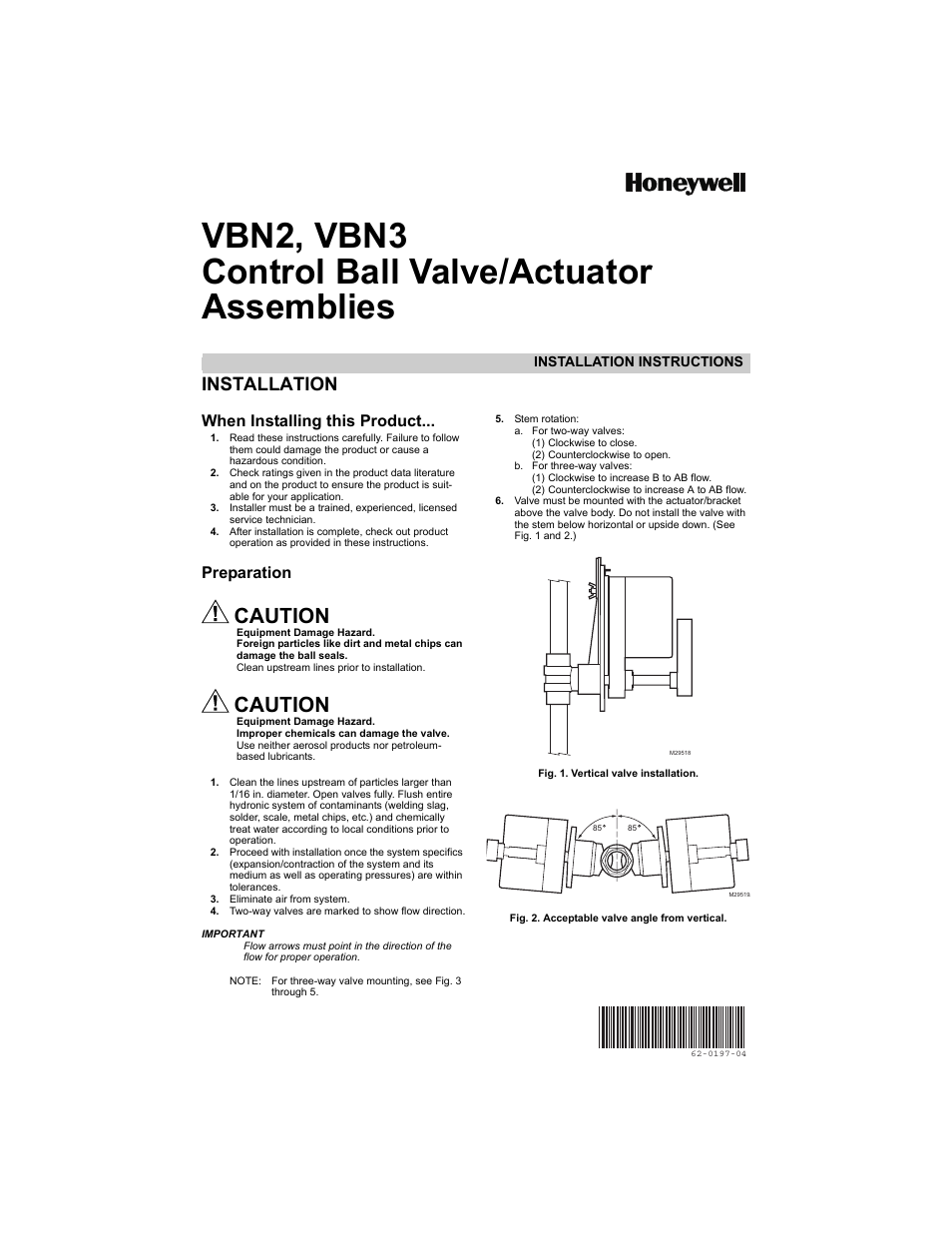 Honeywell VBN2 User Manual | 4 pages