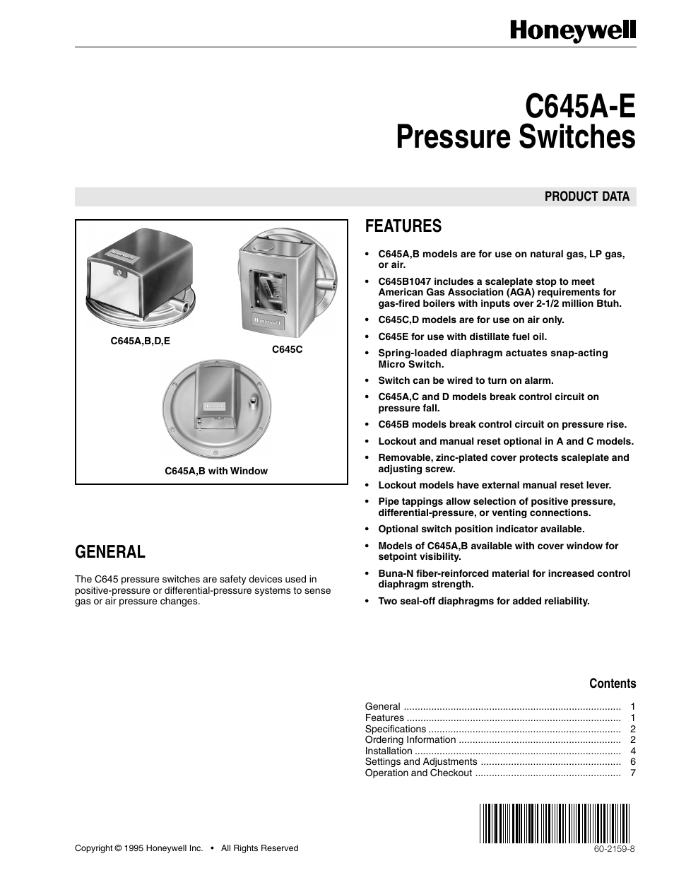 Honeywell C645A-E User Manual | 8 pages