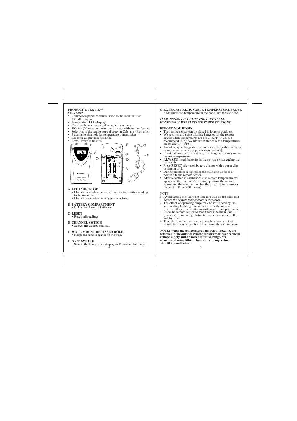 Honeywell TS13F User Manual | Page 3 / 18