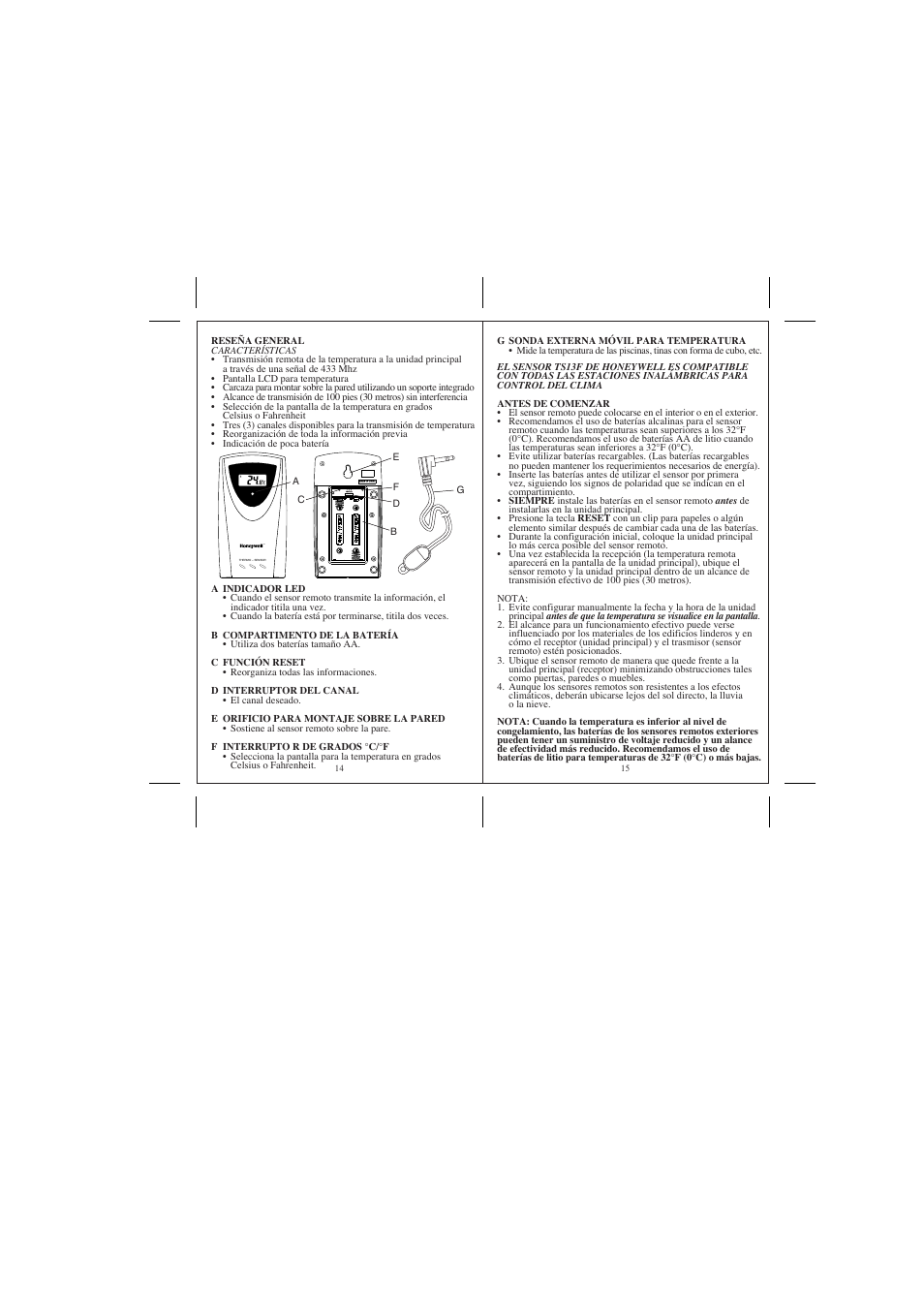 Honeywell TS13F User Manual | Page 9 / 18
