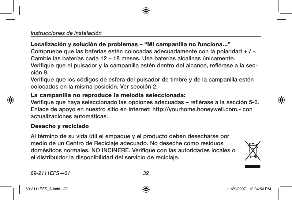 Honeywell RCWL2200A User Manual | Page 34 / 36