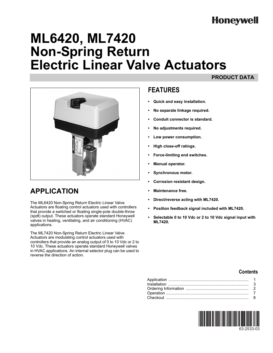 Honeywell ML6420 User Manual | 8 pages