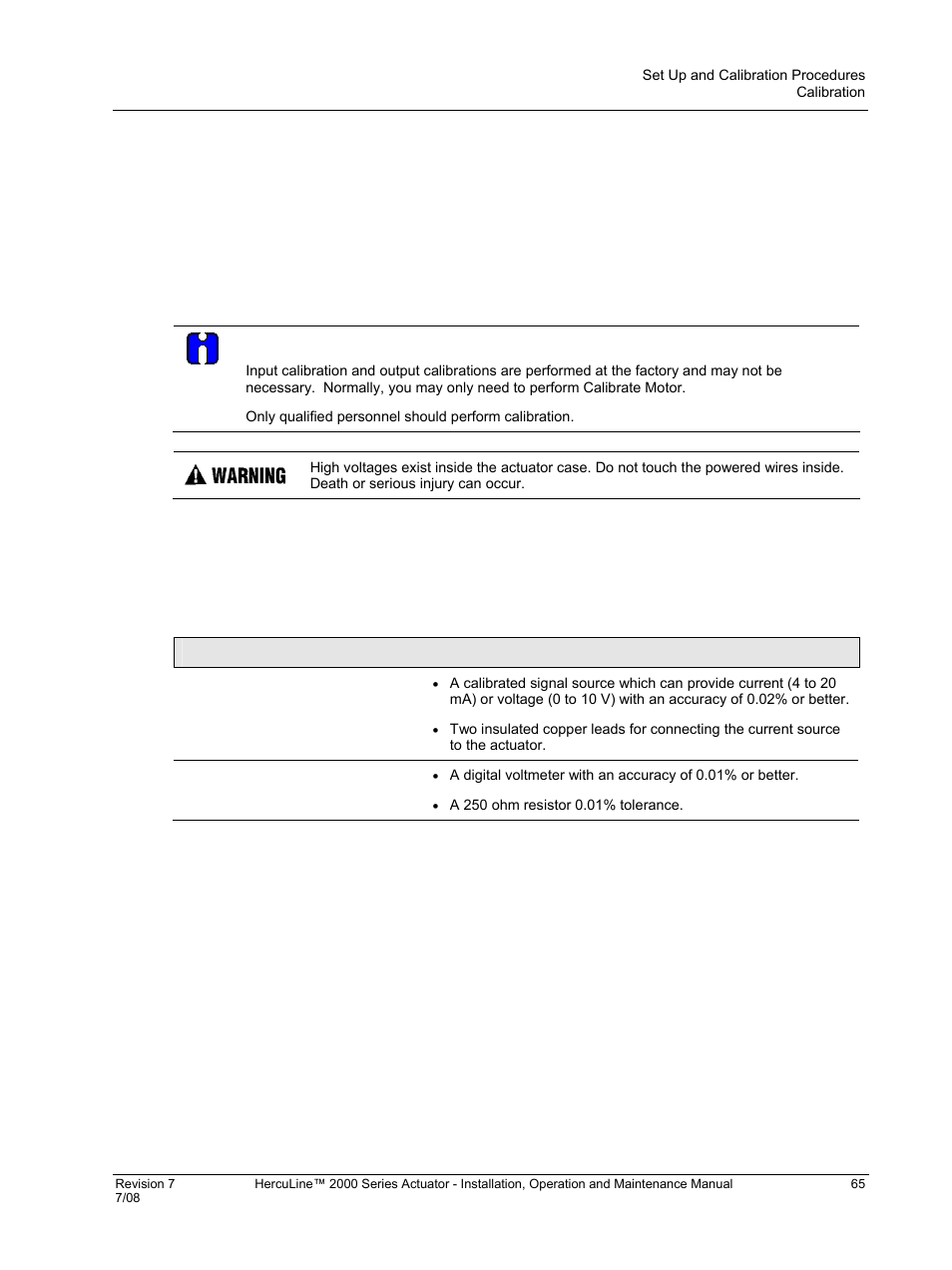 Calibration | Honeywell HERCULINE 2000 User Manual | Page 73 / 128