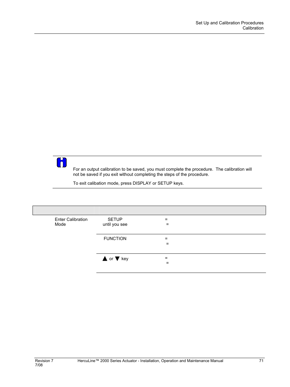 Table 27 output calibration procedure | Honeywell HERCULINE 2000 User Manual | Page 79 / 128