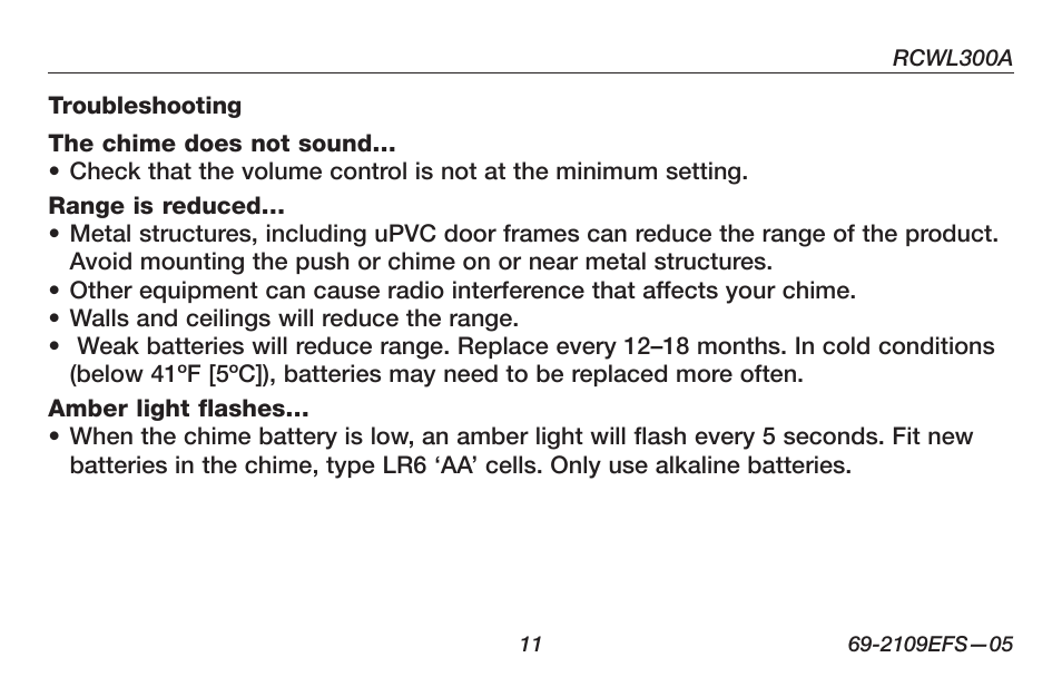 Honeywell RCWL300A User Manual | Page 13 / 48