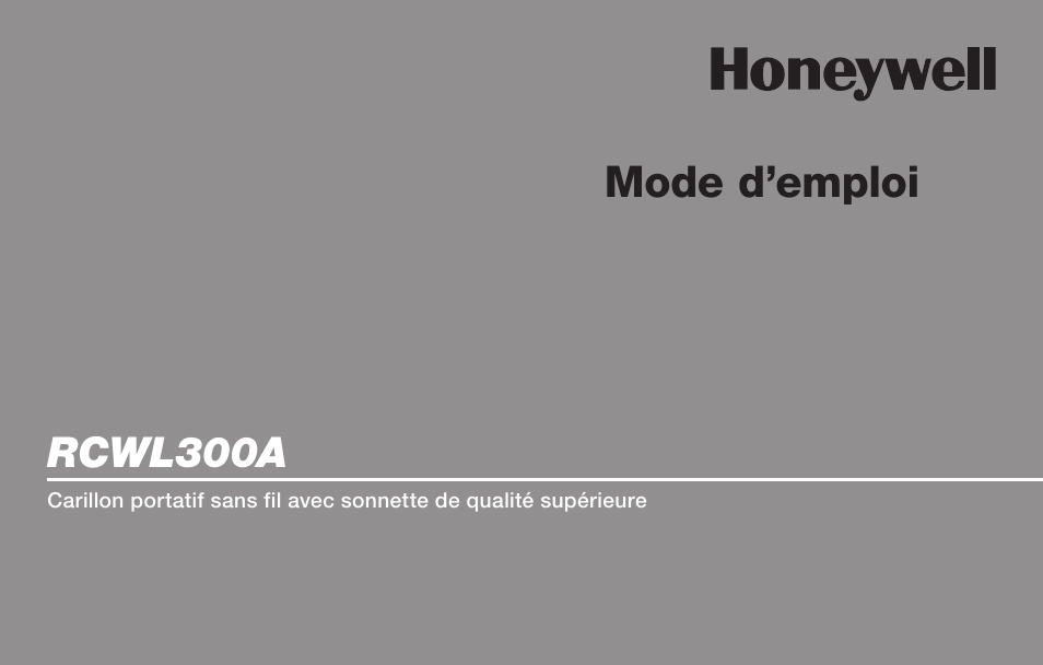 Mode d’emploi, Rcwl300a | Honeywell RCWL300A User Manual | Page 17 / 48