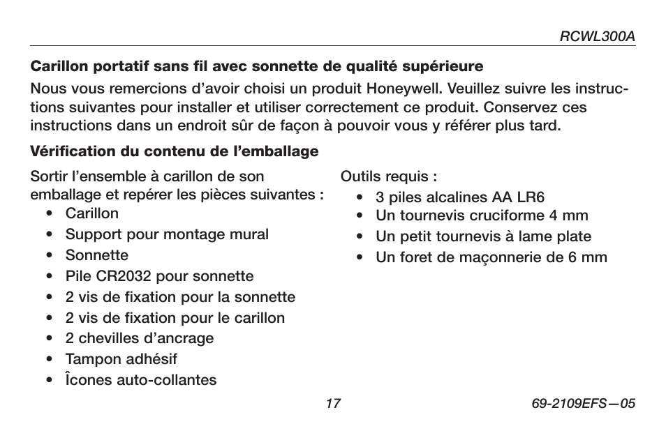 Honeywell RCWL300A User Manual | Page 19 / 48