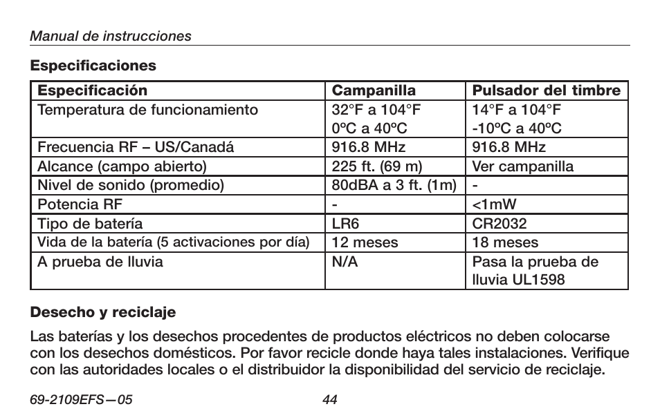 Honeywell RCWL300A User Manual | Page 46 / 48