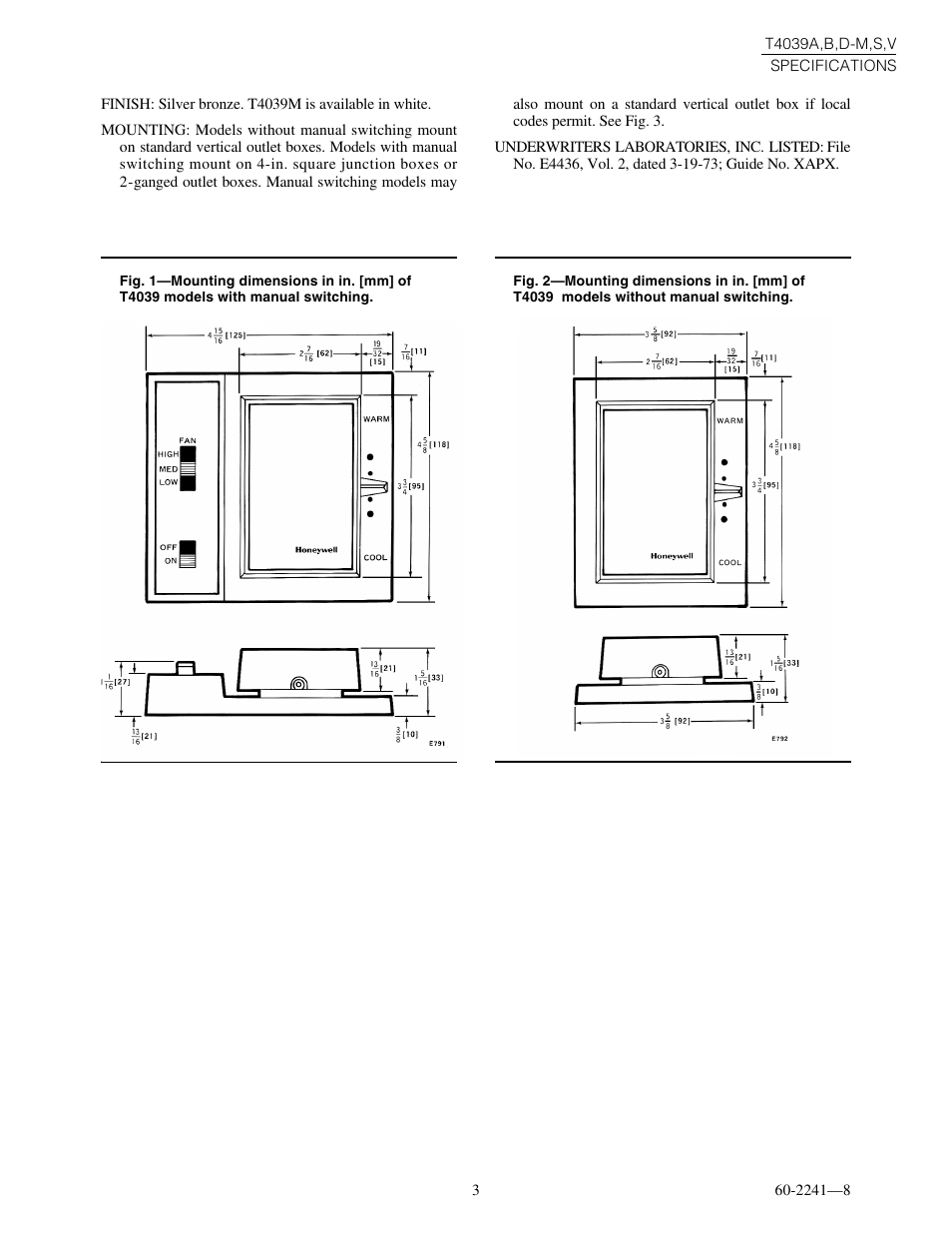 Honeywell T4039A User Manual | Page 3 / 8