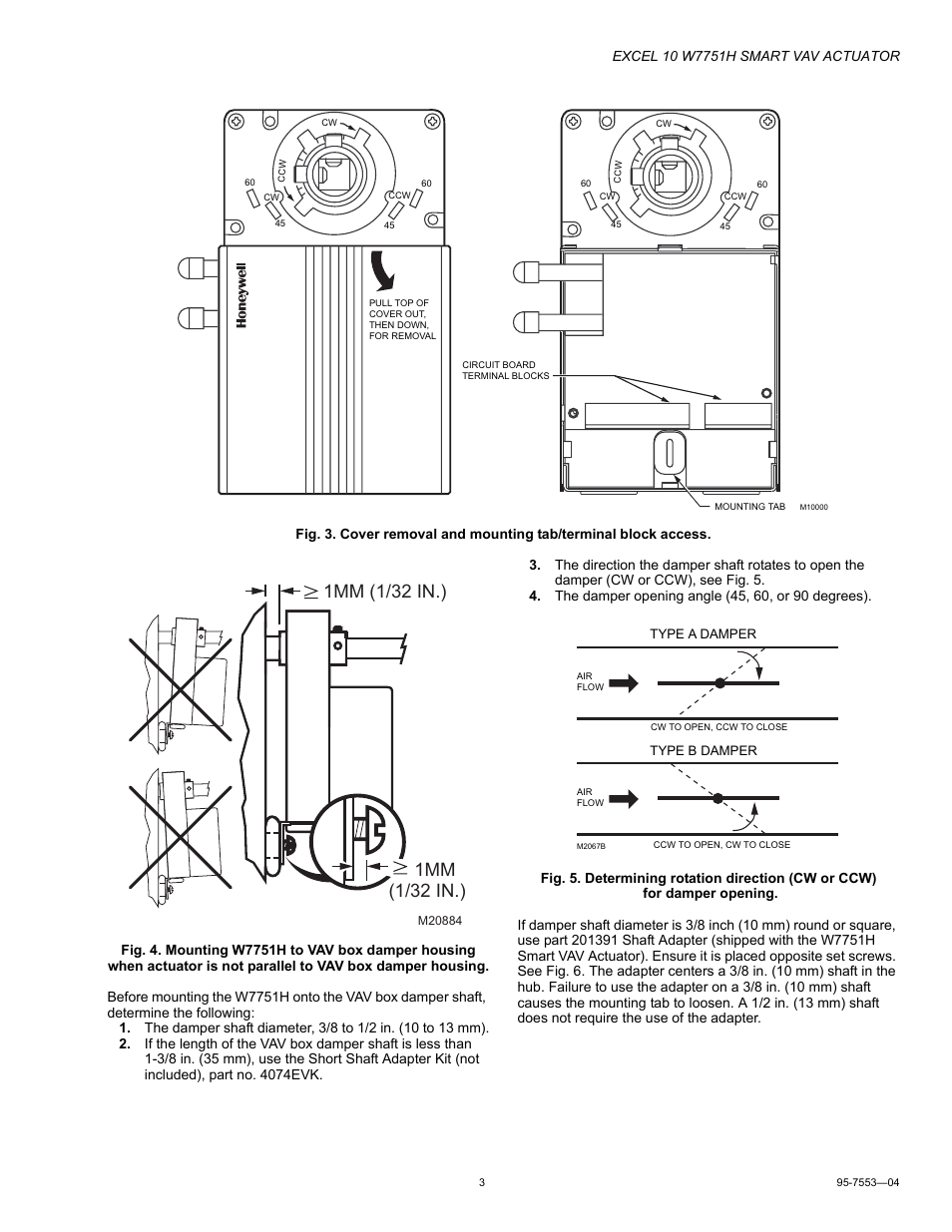 1mm (1/32 in.) | Honeywell EXCEL 10 W7751H User Manual | Page 3 / 12