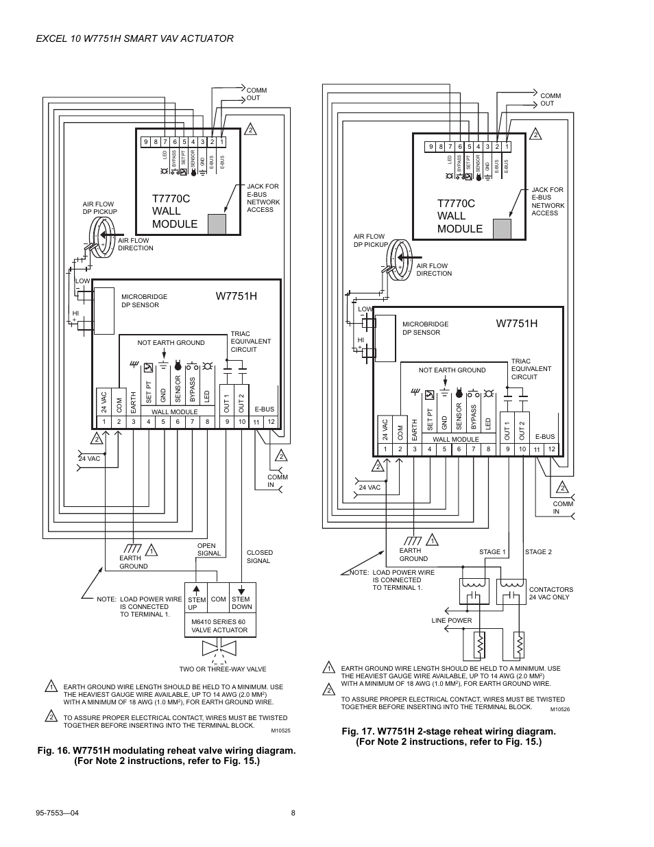W7751h, T7770c wall module | Honeywell EXCEL 10 W7751H User Manual | Page 8 / 12
