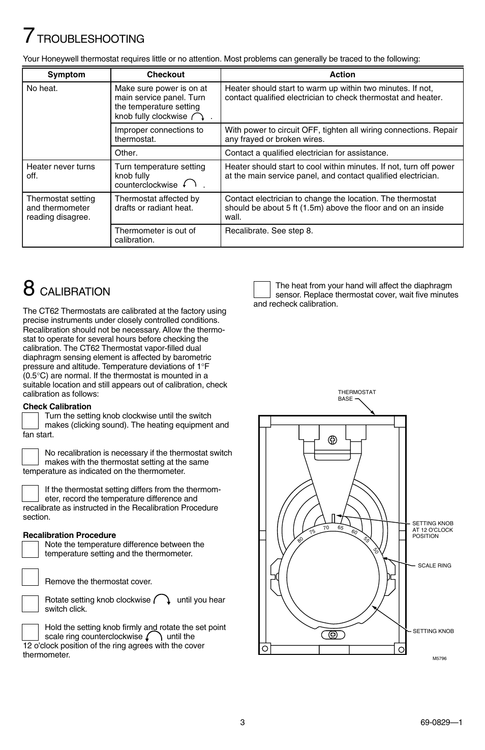 Troubleshooting, Calibration | Honeywell CT62A User Manual | Page 3 / 4