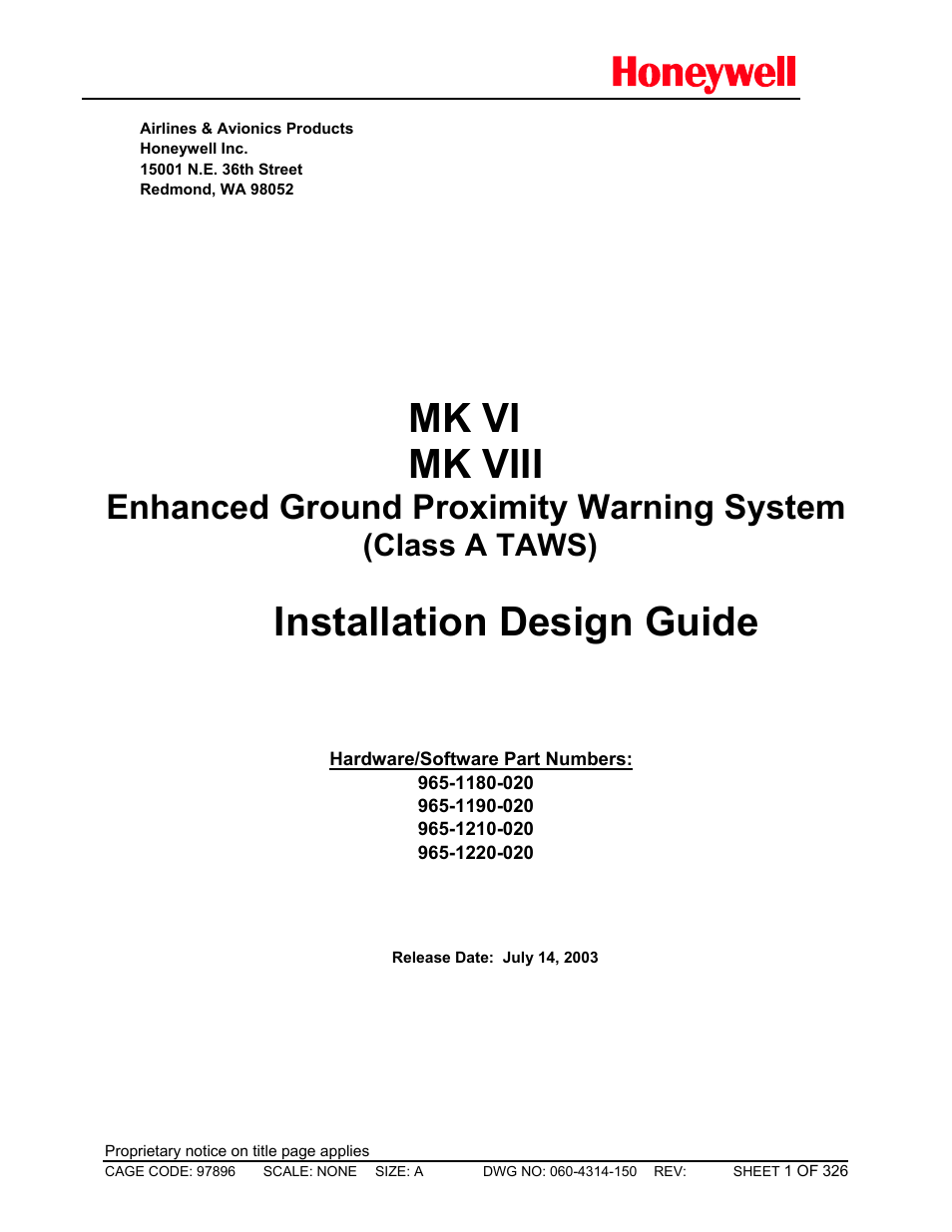 Honeywell MK VI User Manual | 326 pages