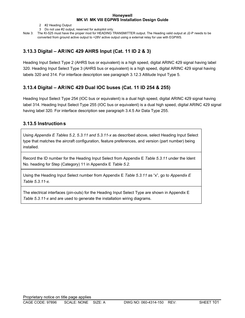 Digital – arinc 429 ahrs input \(cat. 11 id 2, Digital – arinc 429 dual ioc buses \(cat. 11 id, Instructions | 5 instruction s | Honeywell MK VI User Manual | Page 101 / 326