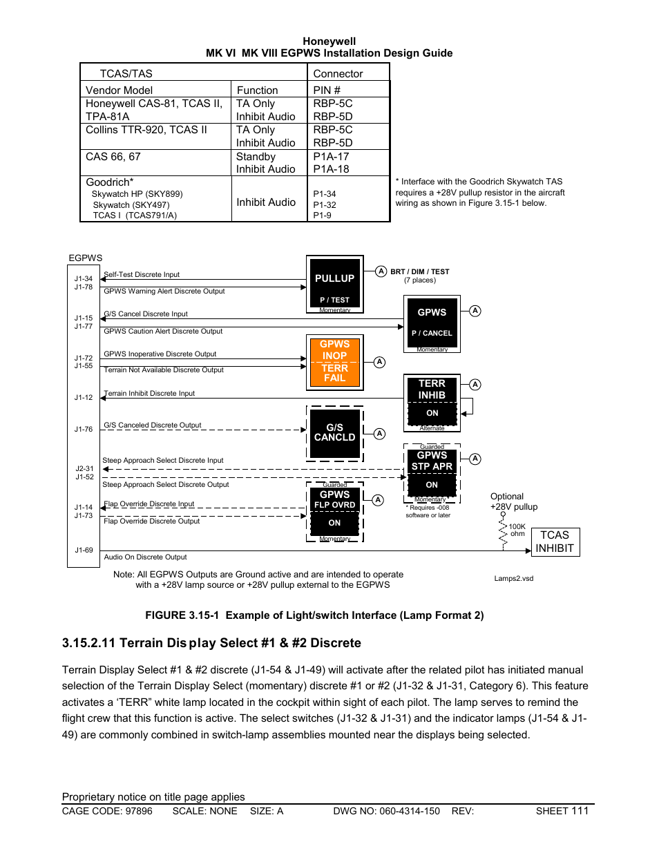 Terrain display select #1 & #2 discrete, 11 terrain dis play select #1 & #2 discrete | Honeywell MK VI User Manual | Page 111 / 326