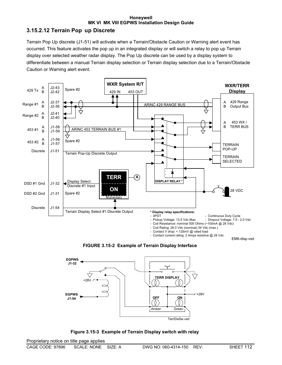 Terrain pop up discrete, 12 terrain pop up discrete, Terr on | Honeywell MK VI User Manual | Page 112 / 326