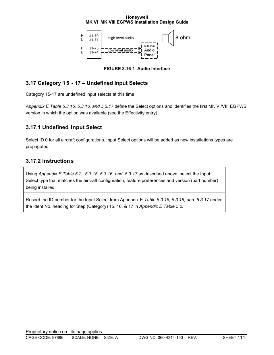 Category 15 - 17 – undefined input selects, Undefined input select, Instructions | 8 ohm, 1 undefined input select, 2 instruction s | Honeywell MK VI User Manual | Page 114 / 326
