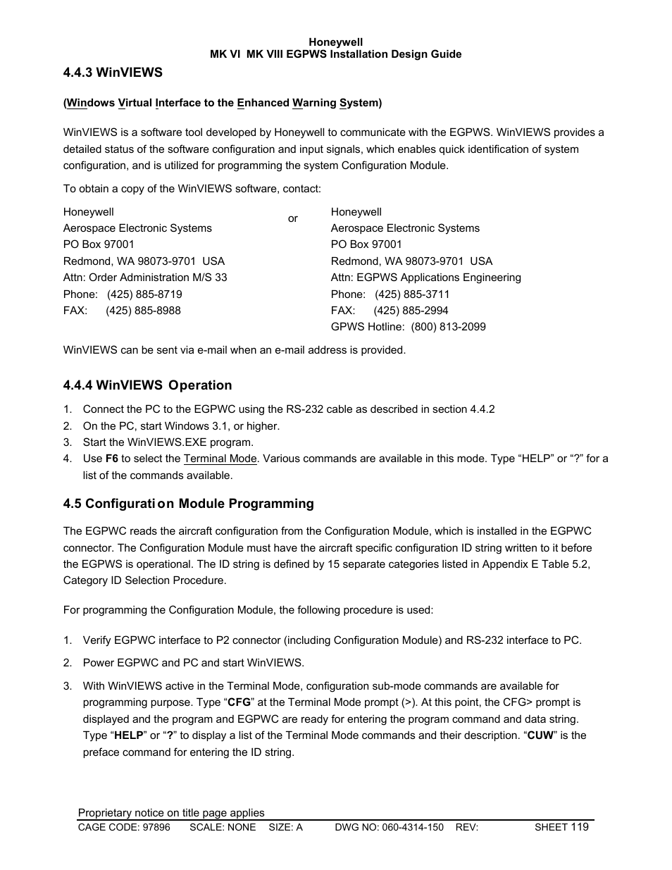 Winviews, Winviews operation, Configuration module programming | Honeywell MK VI User Manual | Page 119 / 326