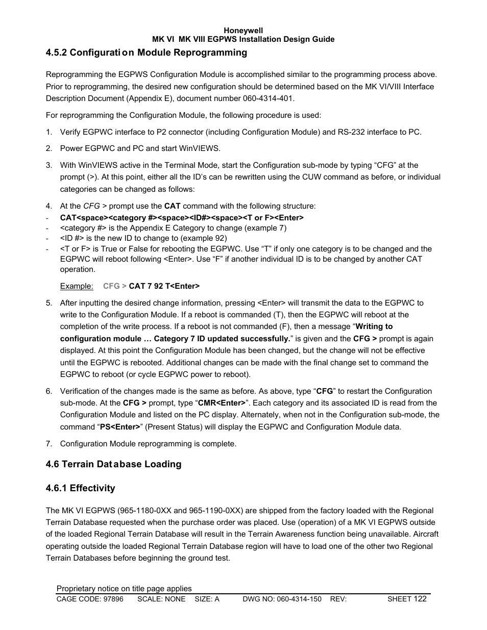 Configuration module reprogramming, Terrain database loading, Effectivity | Honeywell MK VI User Manual | Page 122 / 326