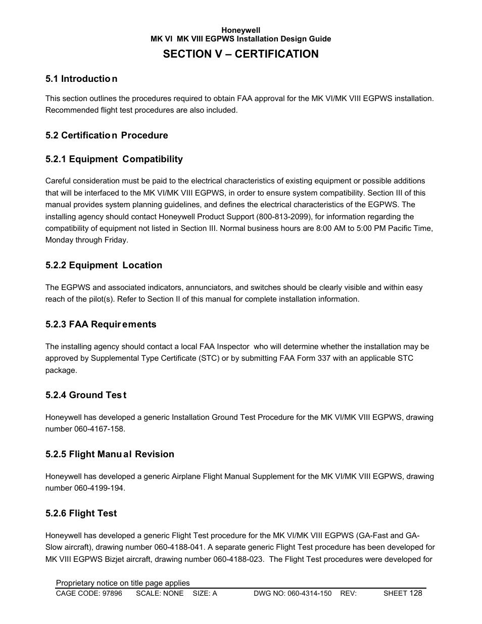 Certification, Introduction, Certification procedure | Equipment compatibility, Equipment location, Faa requirements, Ground test, Flight manual revision, Flight test | Honeywell MK VI User Manual | Page 128 / 326