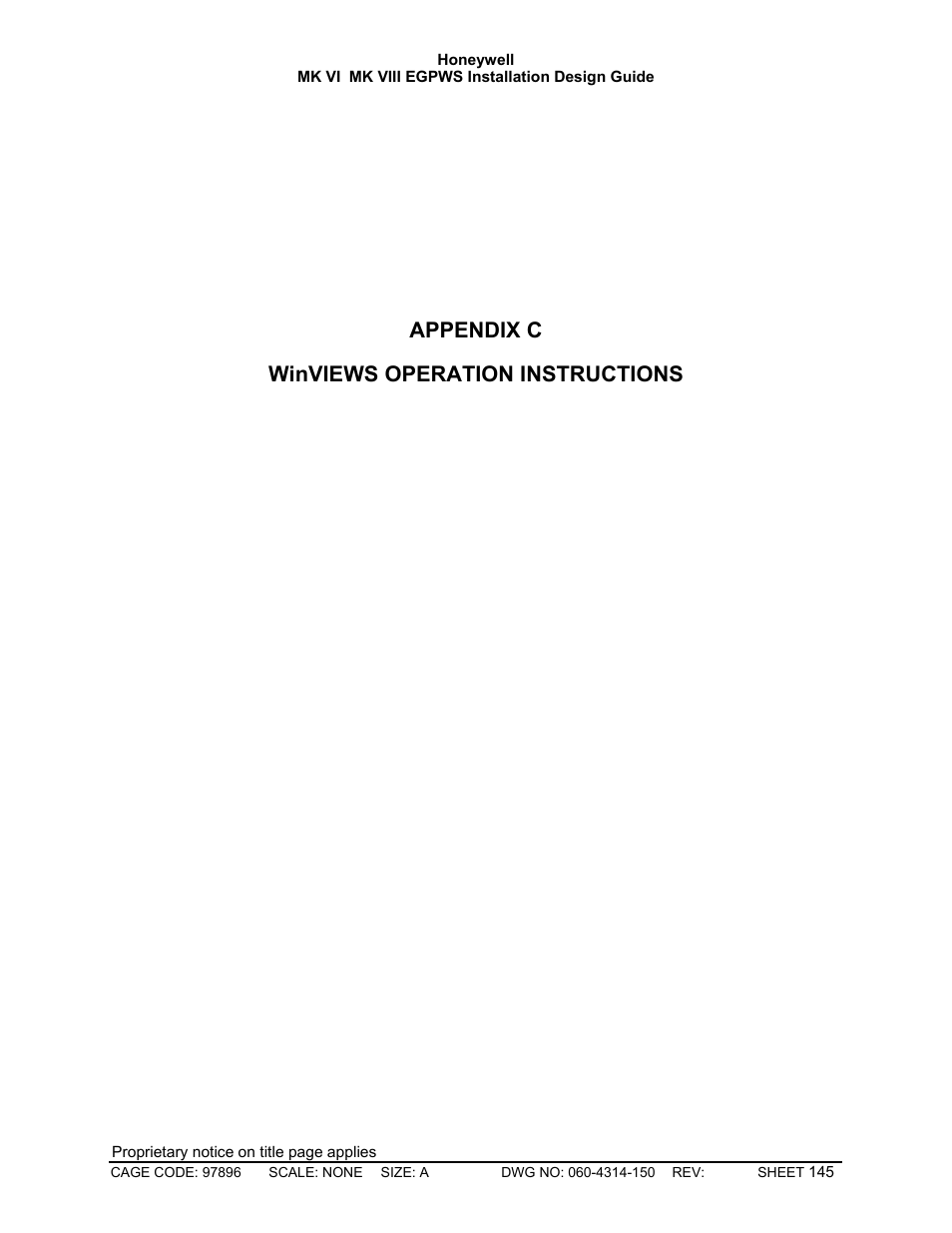 Appendix c, Appendix c winviews operation instructions | Honeywell MK VI User Manual | Page 145 / 326