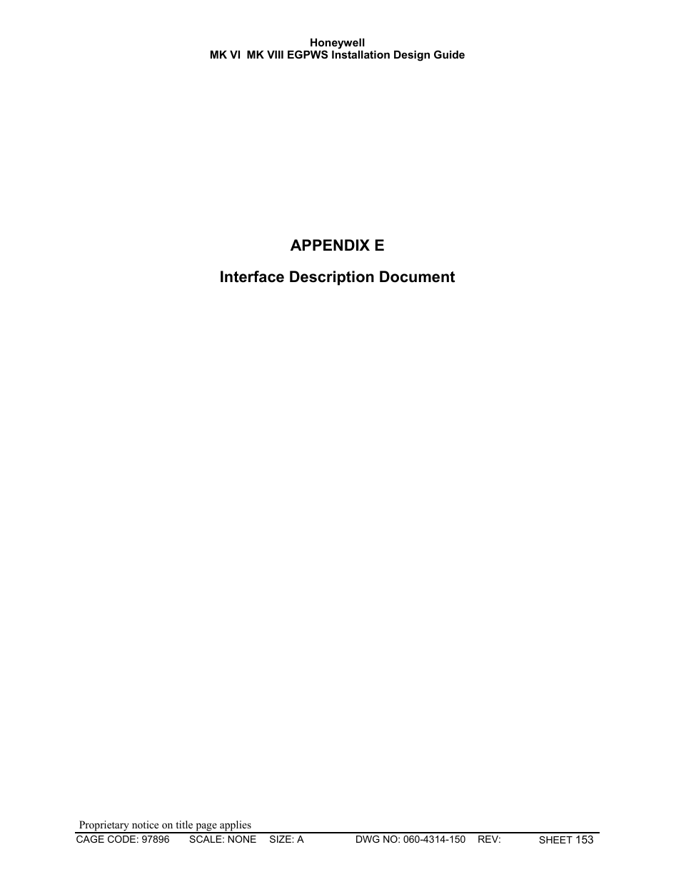 Appendix e, Appendix e interface description document | Honeywell MK VI User Manual | Page 153 / 326
