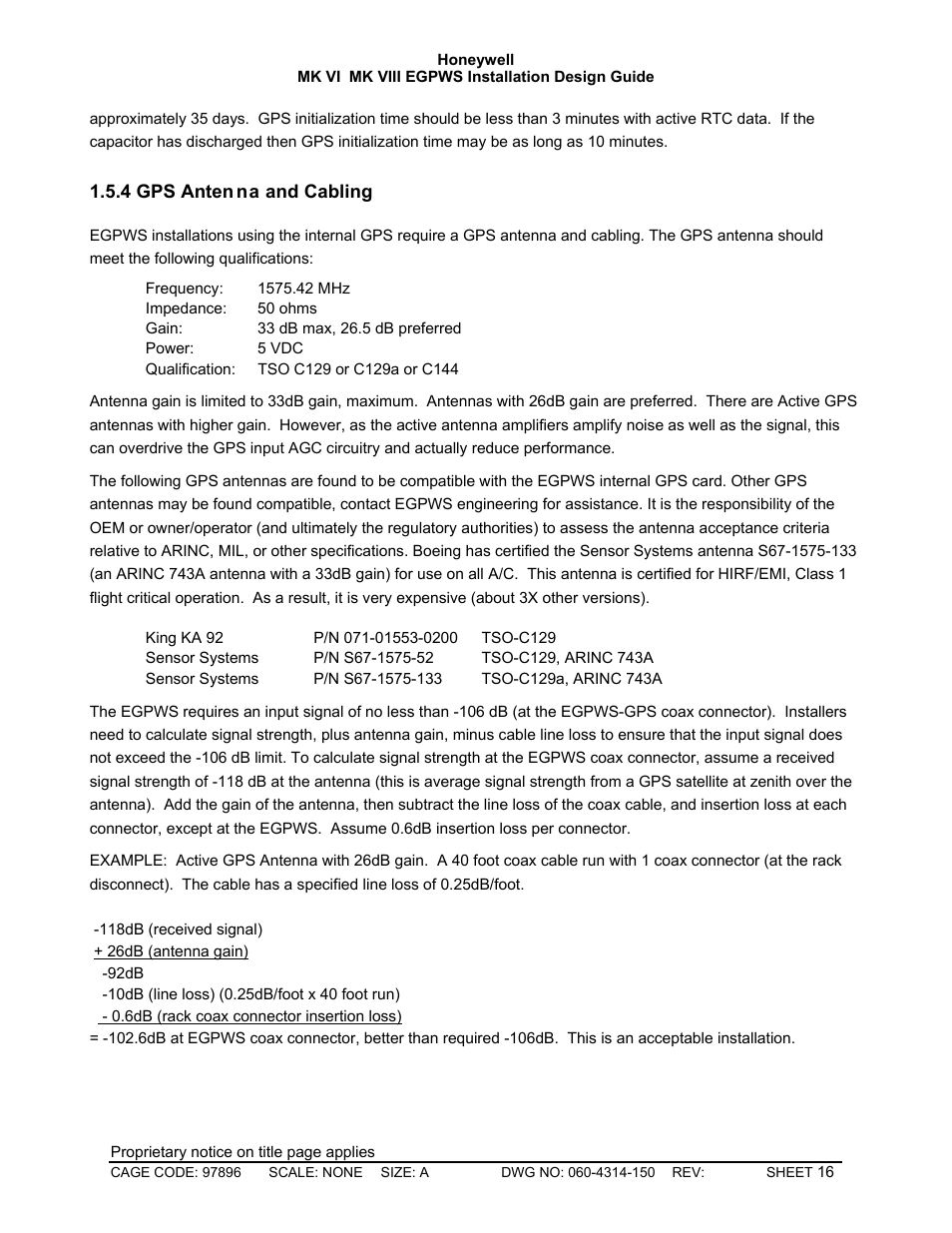 Gps antenna and cabling | Honeywell MK VI User Manual | Page 16 / 326