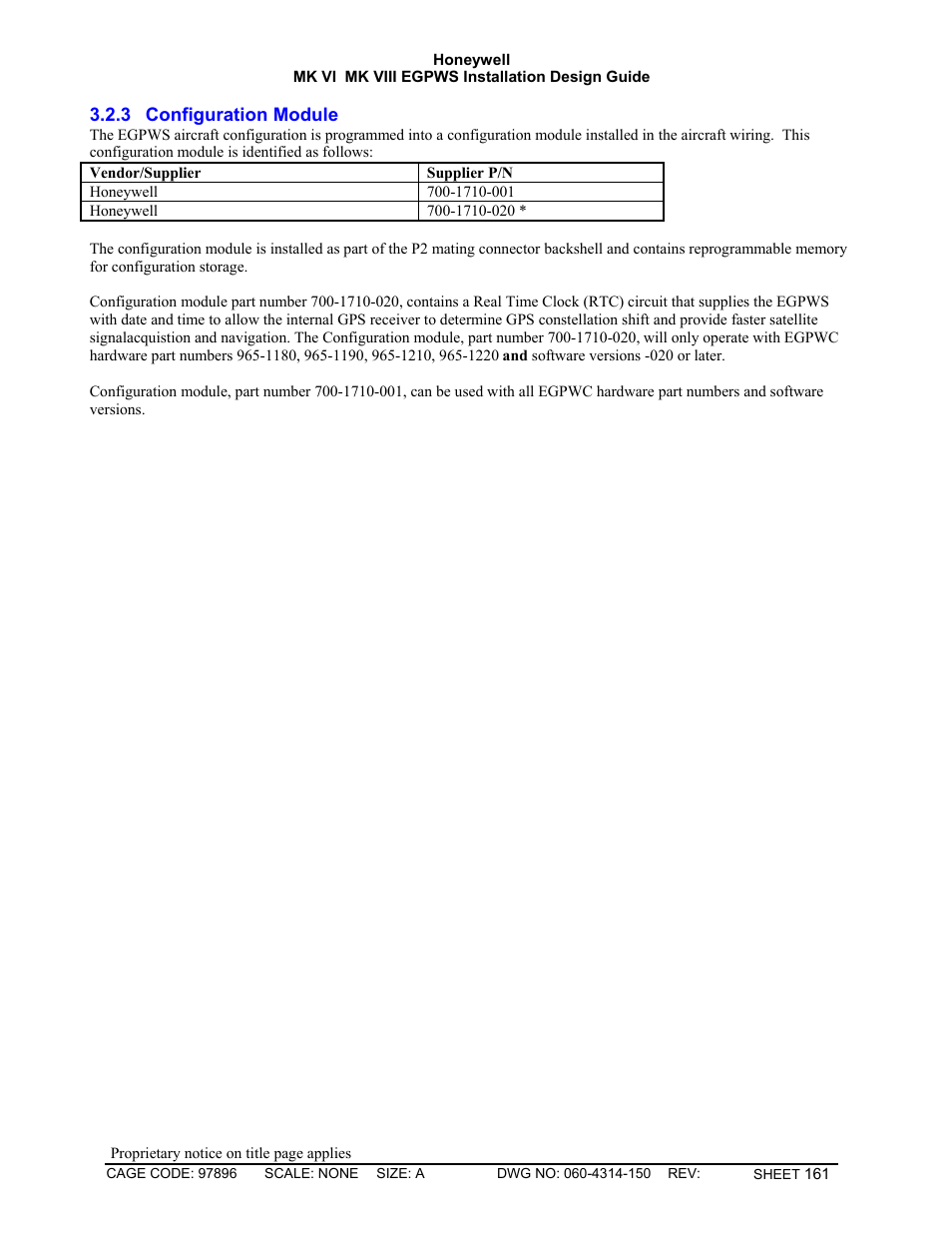 Configuration module | Honeywell MK VI User Manual | Page 161 / 326