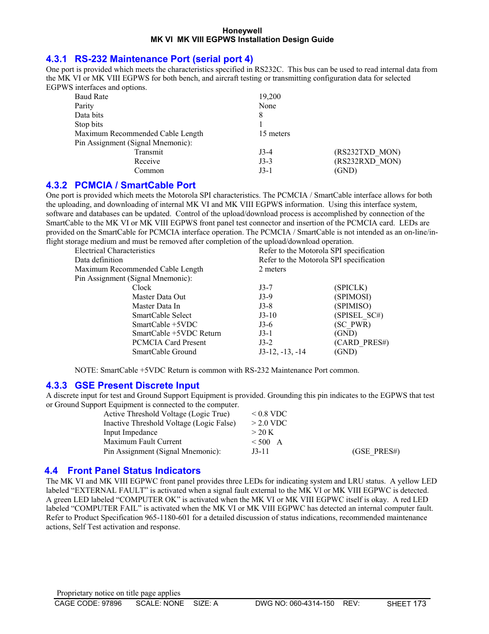 Rs-232 maintenance port (serial port 4), Pcmcia / smartcable port, Gse present discrete input | Front panel status indicators | Honeywell MK VI User Manual | Page 173 / 326