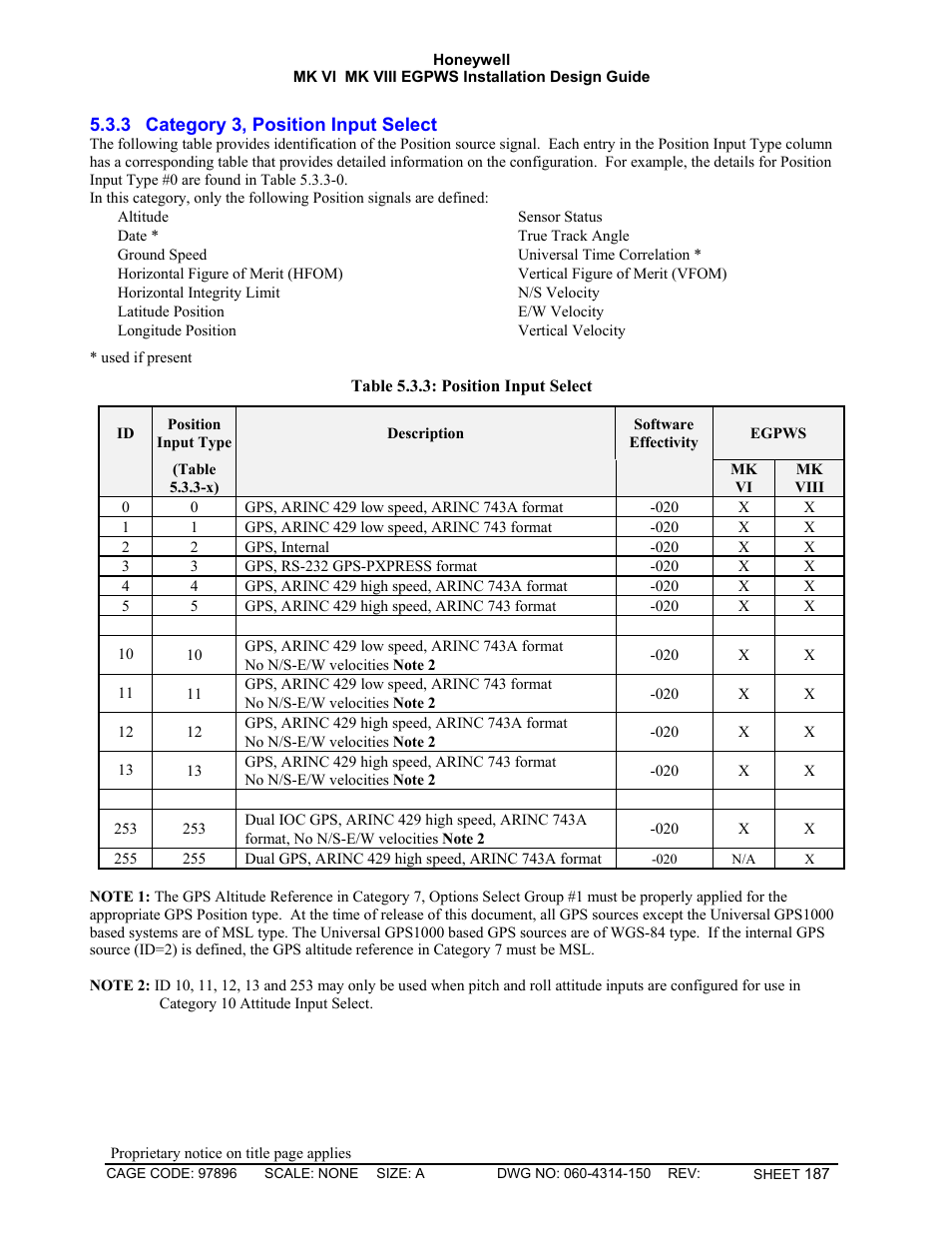 Category 3, position input select | Honeywell MK VI User Manual | Page 187 / 326