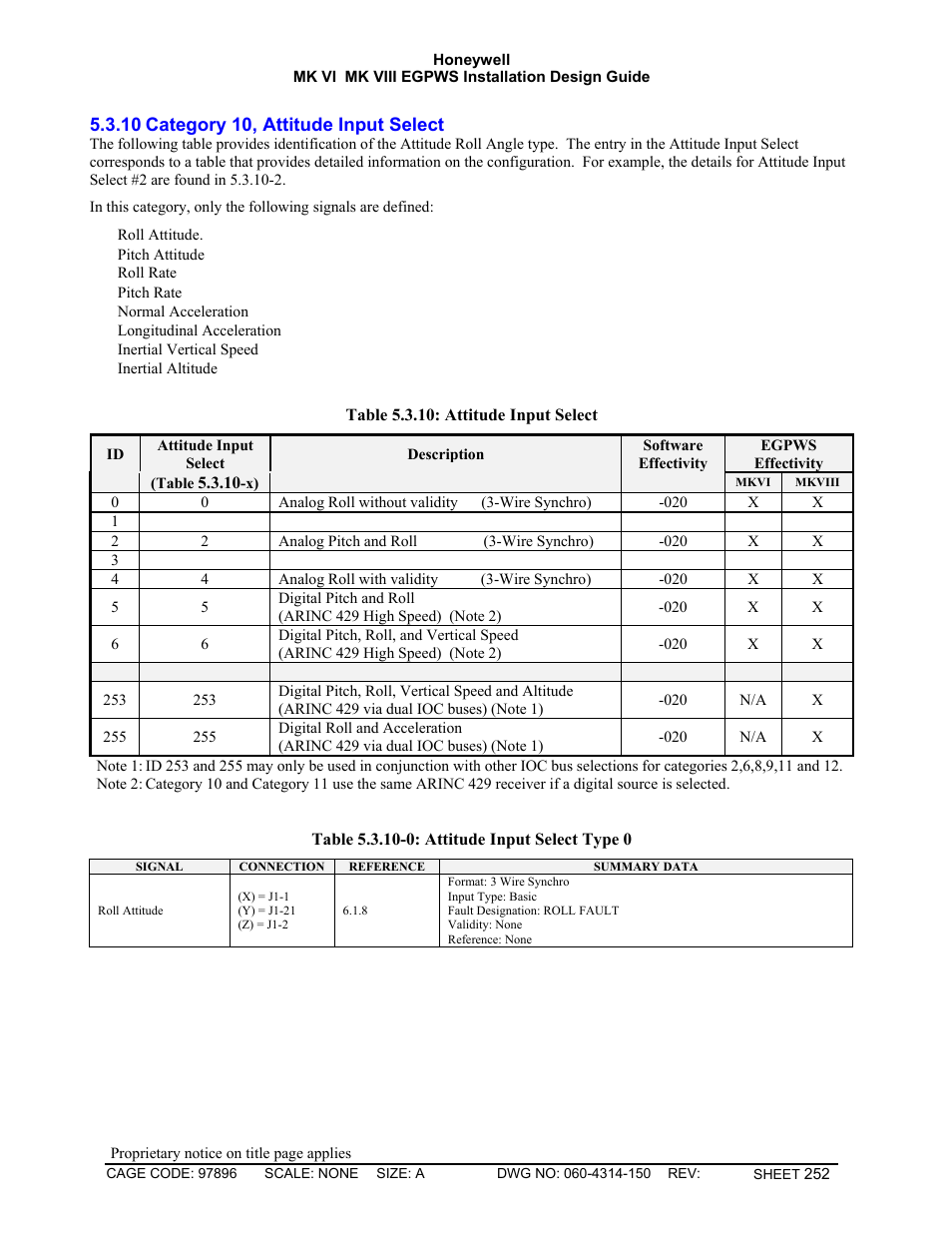 Category 10, attitude input select | Honeywell MK VI User Manual | Page 252 / 326