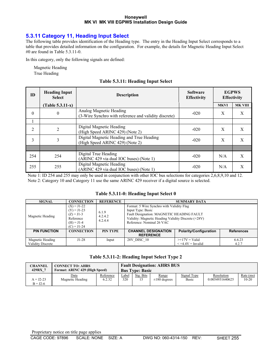 Category 11, heading input select, 11 category 11, heading input select | Honeywell MK VI User Manual | Page 255 / 326