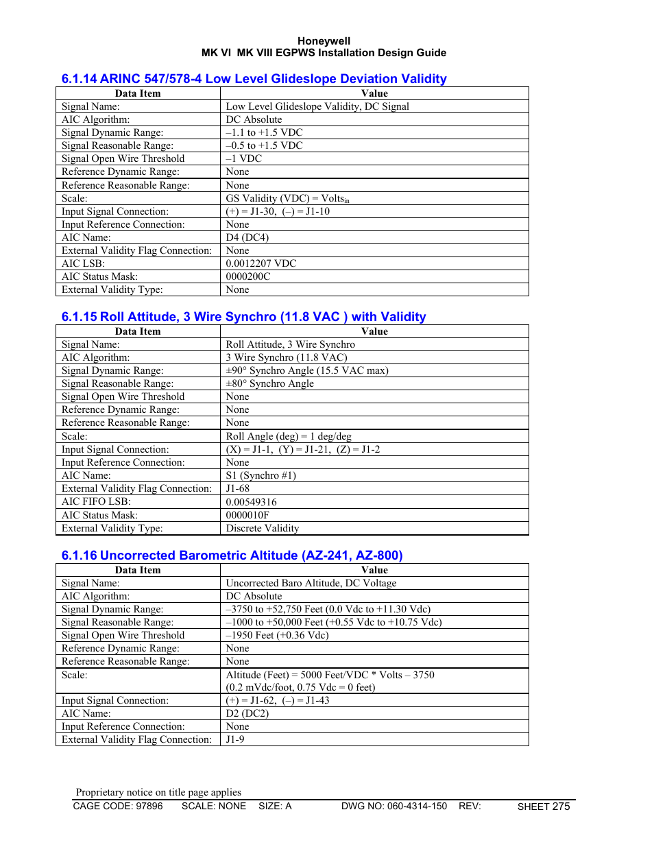 Uncorrected barometric altitude (az-241, az-800) | Honeywell MK VI User Manual | Page 275 / 326